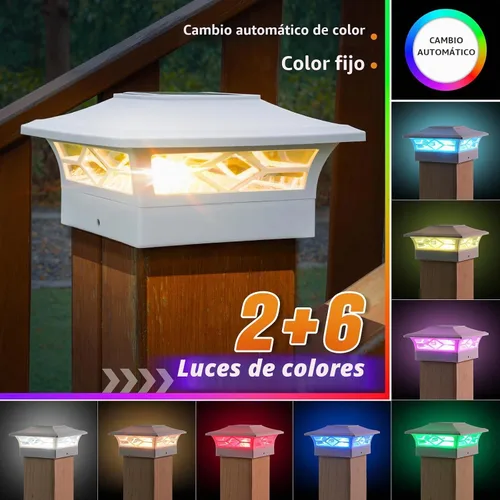 Vista 5 de APONUO - Paquete de 8 luces solares para postes que cambian de color para Blanco