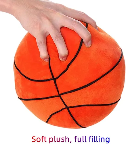 Vista 5 de Peluche de baloncesto, almohada de felpa de baloncesto de fútbol, juguete de peluche deportivo, almohada decorativa redonda grande de baloncesto