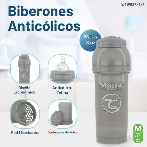 Vista 2 de Twistshake Biberones anticólicos – Biberones prémium de 8.8 fl oz/8 onzas con recipiente de almacenamiento de leche de 3.4 fl oz para una