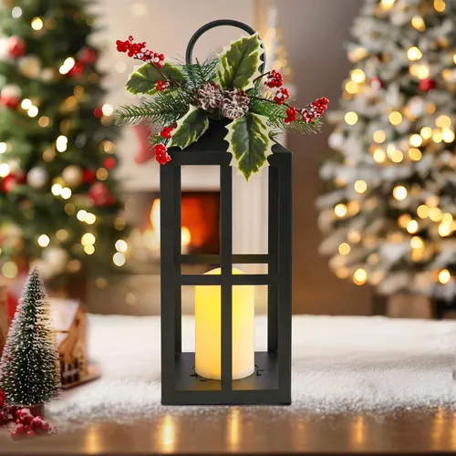 Vista 4 de Faroles de Navidad decorativos para interiores y exteriores, paquete de 2 Cruz
