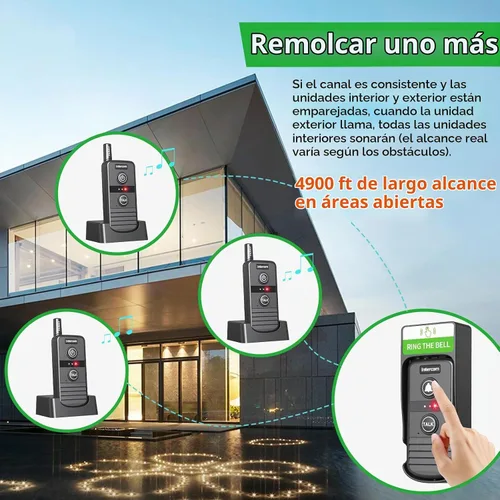 Vista 6 de Timbre inalámbrico, intercomunicadores inalámbricos para el hogar