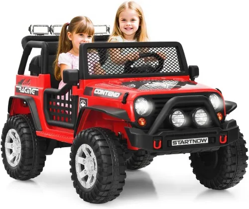 Vista 9 de OLAKIDS Camión de paseo para niños, vehículo eléctrico de 2 plazas de 12 V con control remoto, auto de juguete alimentado por batería para niños