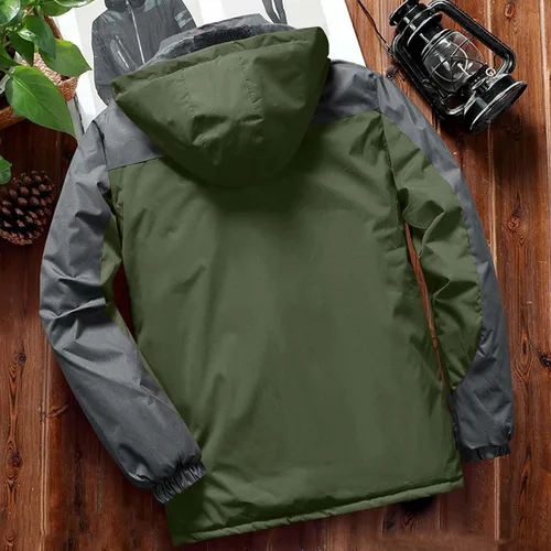 Vista 7 de Chaqueta de esquí impermeable para hombre, abrigo de nieve de forro polar, resistente al viento, con capucha, rompevientos, montaña, ropa