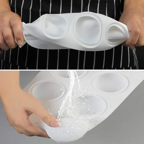 Vista 4 de Moldes de silicona con forma de bola 3D, molde para hornear para pastel de mousse, molde de silicona para hornear pasteles, postre francés
