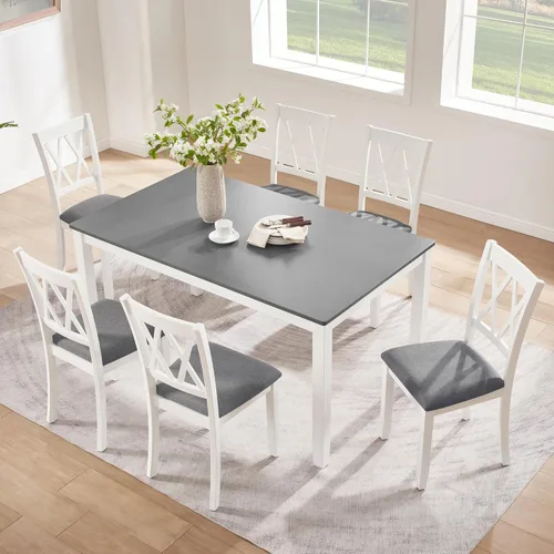 Vista 22 de Harper & Bright Designs Juego de mesa de comedor de 6 piezas con sillas