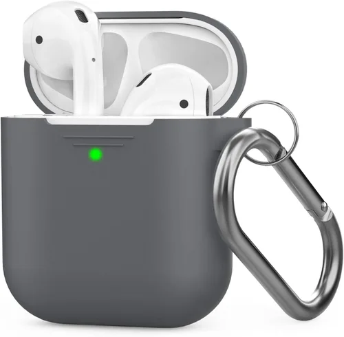Vista 21 de AhaStyle Funda Protectora de Silicona Mejorada [LED Frontal Visible] Compatible con Apple AirPods 2 y 1 (Negro)