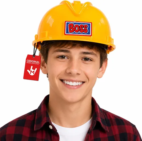 Vista 7 de Casco de construcción de plástico para adultos, sombrero duro de ingeniero, accesorio de disfraz de trabajador de carretera de constructor