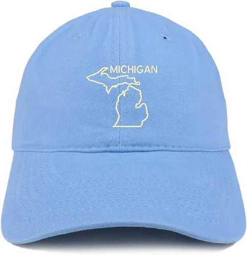 Vista 7 de Trendy Apparel Shop Michigan Text State Outline State - Sombrero de algodón bordado para papá