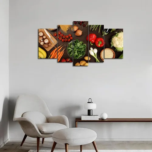 Vista 5 de Arte de pared de alimentos, frutas frescas, verduras, lienzo para comedor, impresión en lienzo, pintura, obras de arte para oficina, sala de estar