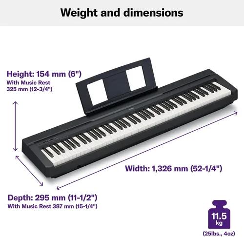 Vista 4 de Yamaha P71 - Piano digital con pedal de sostenido y fuente de alimentación (88 teclas)