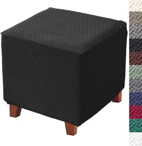 Vista 10 de Bifaun Vogel - Funda otomana, fundas elásticas de jacquard con parte inferior elástica, fundas de almacenamiento plegables gruesas para reposapiés
