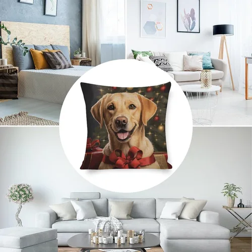 Vista 5 de Funda de almohada estampada con retrato de laboratorio de raza de perro amarillo serio, labrador retriever, fundas de cojín amarillas de laboratorio
