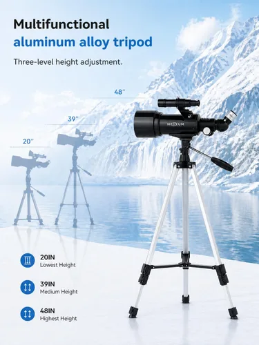 Vista 4 de Telescopio 70mm Apertura 500mm - para niños y adultos, telescopios refractores astronómicos de montaje AZ con óptica de revestimiento múltiple