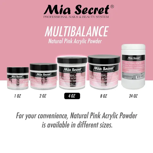 Vista 3 de Mia Secret Polvo Acrílico Multi Balance Natural Rosa - 4 Oz