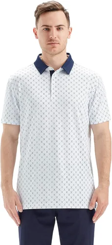 Vista 2 de Camisas de golf para hombre, Dry Fit, manga corta, estampado, de rendimiento, absorbe la humedad