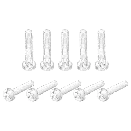 Vista 12 de uxcell M2x6mm plástico Phillips pernos 50pcs PC Pan cabeza máquina tornillos transparentes