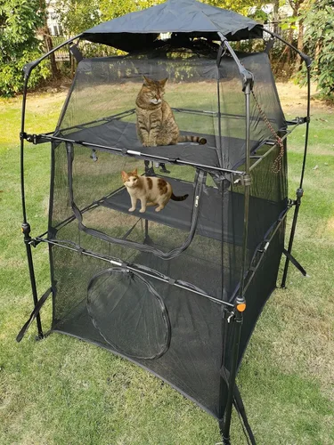 Vista 4 de Carcasas de campaña portátiles para mascotas y gatos para patio exterior