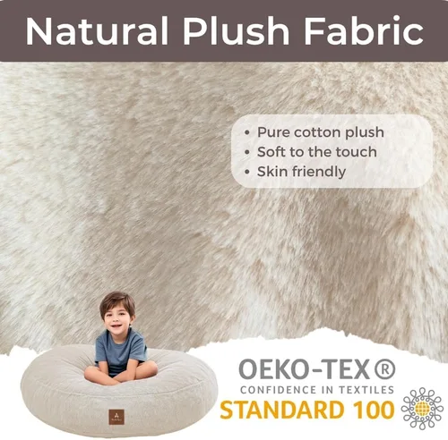Vista 2 de Silla de Puf Wonder Space – Relleno de Espuma Suave Funda Desmontable y Lavable Tela Ultrasuave de Felpa - Cojín de Piso Minimalista para Niños