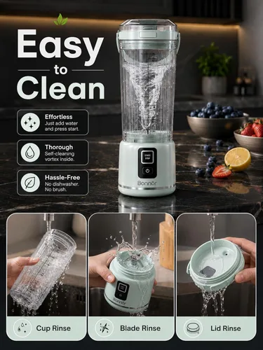 Vista 6 de Cordless Portable Blender for Smoothies, Shakes and Ice Crushing Blue