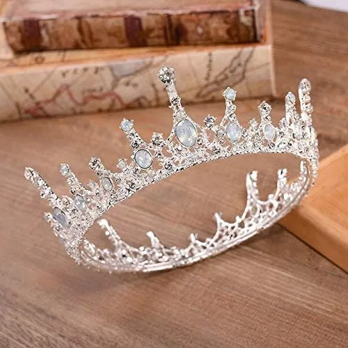 Vista 3 de hair jewelry crown tiaras for women Retro Baroque Crystal Round Tiaras Crowns Princess Diadem Coronal Headpiece Women Bride Wedding Hair Jewelry
