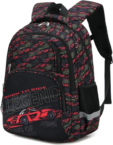 Vista 2 de abshoo Mochila infantil para niñas, escuela primaria y jardín de infantes, bonita mochila escolar, negro, (car black), Mediana, Lindo