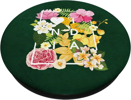 Vista 2 de Flowers of India Word Art - Indian Love and Pride PopSockets Swappable PopGrip