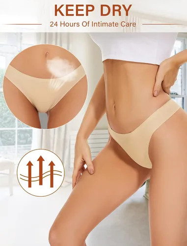 Vista 7 de Sunm Boutique Tangas sin costuras para mujer, tangas invisibles, de nailon, elásticas, ropa
