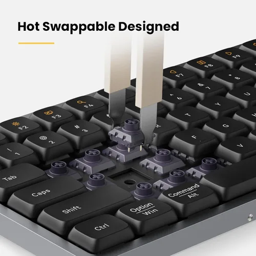 Vista 8 de LOFREE Flow - Teclado mecánico de perfil bajo, 75 % recargable con Bluetooth y conexión por cable para Windows, Mac OSinterruptores táctiles Phantom