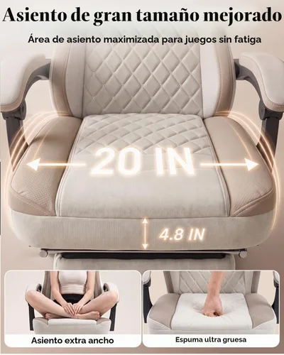 Vista 6 de Silla de juegos Dowinx con tela transpirable, silla de computadora con colchón de resorte de bolsillo, silla de oficina cómoda con almohadilla