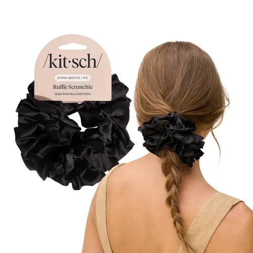Vista 37 de Kitsch - Coleteros de satén para mujer, bandas para el cabello sin daños, cameo, 5 piezas Wake Up Frizz-Free, No Crease Hair Ties, Softer Than