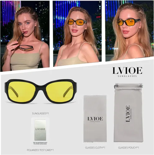 Vista 5 de LVIOE Gafas de sol polarizadas para mujer, gafas de sol envolventes de moda con protección UV400 LS6202