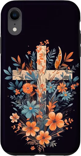 Vista 25 de Boho Floral Christian Cross Jesus God Wild Flower Women Case for iPhone 16