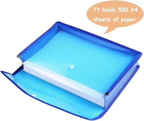 Vista 5 de Carpeta de archivos de plástico tamaño A4, sobres de polietileno expandibles, bolsa de archivos transparente impermeable con cierre a presión