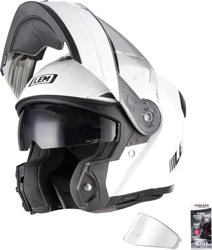 Vista 11 de LEM Cascos modulares de motocicleta de fibra de vidrio, casco de motocicleta de cara completa abatible para excursiones, certificado por DOT, visera