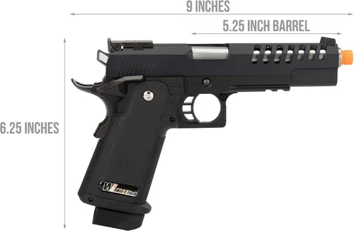 Vista 2 de Lancer Tactical WE 1911 Hi-Capa Hyper Speed Gas Blowback Pistola Airsoft Negro 330 FPS