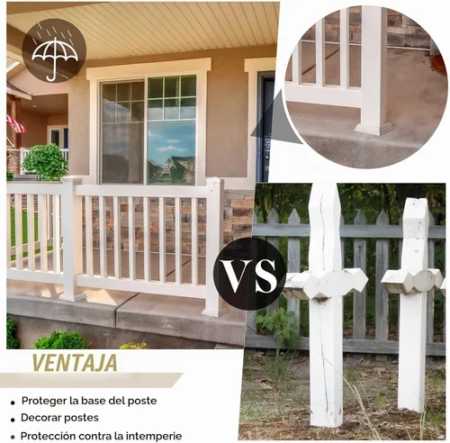 Vista 4 de Thyle 4 piezas de cubiertas de base de poste de vinilo verdaderas de 4x4 pulgadas, envolturas de columna para cubiertas de base de poste para porche