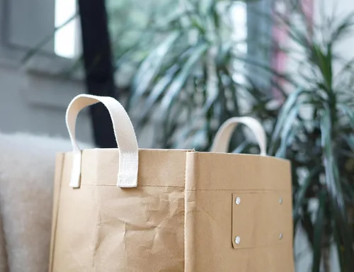 Vista 7 de Deeablo New York Bolsa de papel reutilizable sostenible, altamente versátil, lavable para reciclaje, cesta de reciclaje multiusos, bolsa de Marrón