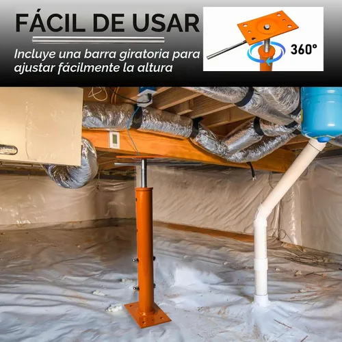Vista 7 de Gatos para Nivelación de Casas, Paquete de 2 Postes de Gato Ajustables de 19"-38", Gato de Piso para Sótano, Postes de Gato de Piso de Tornillo
