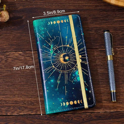 Vista 3 de Funda para chequera personal, cartera RFID con soporte para bolígrafo y divisor de plástico transparente integrado para cheques duplicados, Cielo