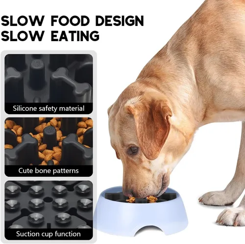 Vista 2 de Rompecabezas antiasfixia de silicona suave para perros, compatible con cuencos elevados regulares para perros