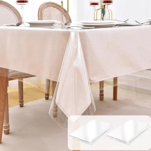 Vista 15 de Nasitos Paquete de 2 Manteles de Vinilo Cuadrado 54x54 Pulgadas - Beige, Manteles de Mesa de Cartón Impermeables y Resistente al Aceite, Manteles