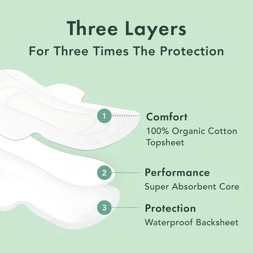 Vista 2 de Rael Cuidado femenino, esencial para el período para mujeres, funda de algodón orgánico regular y almohadillas de noche para mujeres, protectores