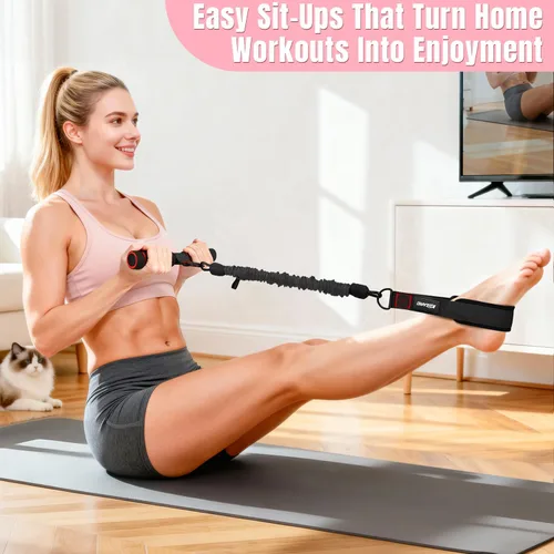 Vista 2 de Upgraded Multifunction Pedal Resistance Band with Handle, 3 Tube Adjustable Resistance Bands for Abdomen, Waist, Arm, Core/ABS, Leg Workout - Sit Up