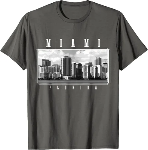 Vista 35 de Miami Skyline Florida Pride Vintage Miami Camiseta, Negro