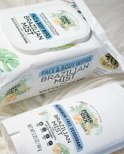 Vista 2 de Paquete de 5 unidades de Brazilian Mist - Gel de baño - Acondicionador sin enjuague - Toallitas faciales y corporales - Desodorante en aerosol