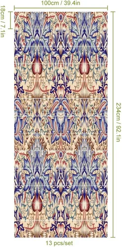 Vista 2 de Brebasf - Calcomanías decorativas abstractas de William Morris, diseño de damasco floral de jardín rústico de primavera para interiores