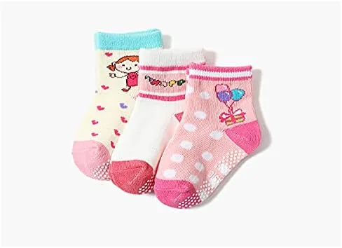Vista 9 de QandSweet Calcetines antideslizantes para bebés y niñas, color rosa, 12 pares