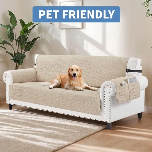 Vista 2 de CUCRAF Funda acolchada antideslizante para sofá, resistente al agua, protector de muebles para sofá de 1 cojín, apto para mascotas, funda de sofá