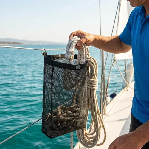 Vista 2 de Malla negra, resistente, ideal para barcos o líneas costeras