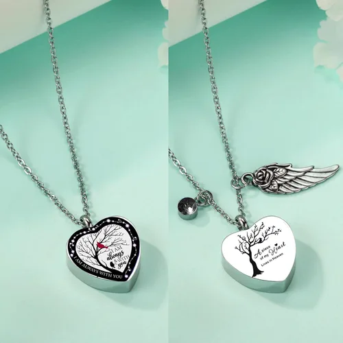 Vista 3 de RIPFEVURN Pequeñas mini urnas para cenizas humanas, recuerdo para adultos, hembra, hombre, árbol de la vida, joyería de cremación, collares de urna